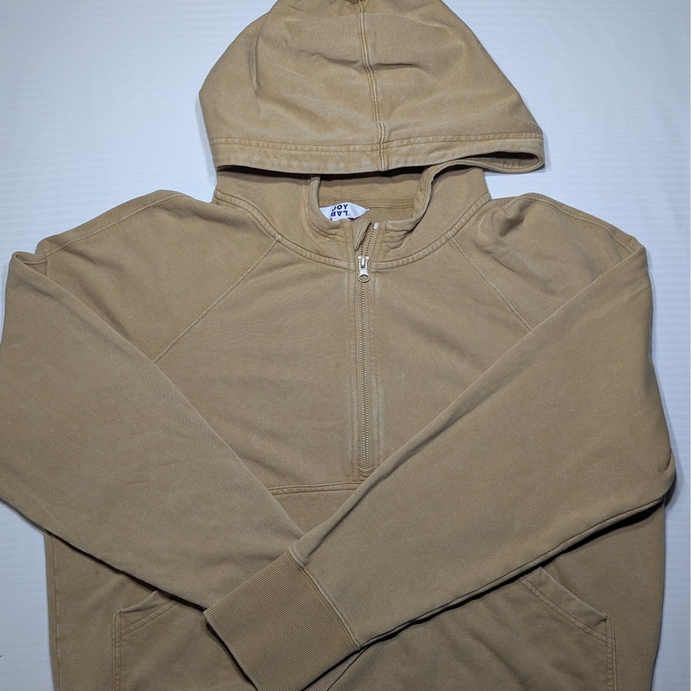 Joy Lab Tan Half Zip Hoodie Minimalist Athleisure Neutral Relaxed